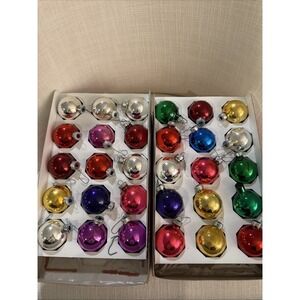 Vintage Holly Christmas Ornaments Glass Multi-Color 30 Pack 1 3/4" Shiny Classic